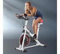 Cyclette Professionale, Bici da Spinning,Cyclette da Camera Regolabile con Schermo LCD e Portabicchieri, Volano 8kg, Bianco