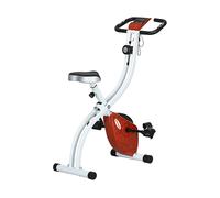 SPORTNOW Cyclette Magnetica Pieghevole a 8 Livelli di Resistenza con Monitor LCD, Cyclette da Casa con Seduta Regolabile, Supporto Tablet, Ruote, Sensore di Pulsazioni, in Acciaio, Rosso