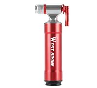 Cycling CO2 Inflator with Pressure Indicator | Aluminum Alloy Tire Pump for Road/Mountain | P & Schrader Valve Compatible | Portable CO2 Injector (Red)