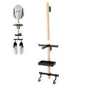 Cycling Gear Storage - Wall Mounted Helmet Rack, Space Saving Solid Wood Storage Hanger | Bicycle Riding Organizer for Helmet, Glasses, Shoes, Home, Garage, Apartment, Living Room, Wall, Shed
