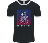 Cycling Passion È La Chiave Ciclista Divertente Uomo Ringer T-Shirt FotL