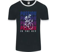 Cycling Passion È La Chiave Ciclista Divertente Uomo Ringer T-Shirt FotL