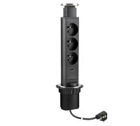 cyclingcolors 1 x presa da incasso pull-out rotonda 3 x 230 V USB C con cavo lunghezza 2 m ufficio casa ufficio ufficio casa ufficio nero