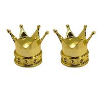 cyclingcolors 2x Cappucci delle valvole cappuccio tappi valvola forma di corona re e regina in plastica Schrader per pneumatici bici moto auto auto quad monopattino, oro