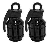 cyclingcolors 2x Cappucci delle valvole cappuccio tappi valvola forma di granata in alluminio Schrader per pneumatici bici moto auto auto quad monopattino, nero