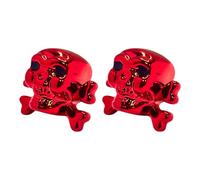 cyclingcolors 2x Cappucci delle valvole cappuccio tappi valvola forma di teschio con croce e ossa in plastica Schrader per pneumatici bici moto auto auto quad monopattino, rosso