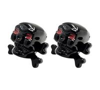cyclingcolors 2x Cappucci delle valvole cappuccio tappi valvola forma di teschio con croce e ossa in plastica Schrader per pneumatici bici moto auto auto quad monopattino, nero