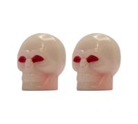 cyclingcolors 2x Cappucci delle valvole cappuccio tappi valvola forma di teschio fosforescente Schrader per pneumatici bici moto auto auto quad monopattino, rosso