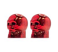 cyclingcolors 2x Cappucci delle valvole cappuccio tappi valvola forma di teschio in plastica Schrader per pneumatici bici moto auto auto quad monopattino, rosso