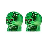 cyclingcolors 2x Cappucci delle valvole cappuccio tappi valvola forma di teschio in plastica Schrader per pneumatici bici moto auto auto quad monopattino, verde