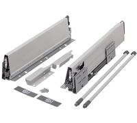 cyclingcolors 2x Cassetto completo con guide + pannello + supporto anteriore e posteriore + coperchio viti Binari scorrevoli mobili cucina, altezza 140mm, lunghezza 550mm, grigio