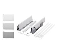 cyclingcolors 2x Cassetto completo con guide + pannello + supporto anteriore e posteriore + coperchio viti Binari scorrevoli mobili cucina, altezza 204mm, lunghezza 500mm, bianco, reling quadrato x4