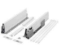 cyclingcolors 2x Cassetto completo con guide + pannello + supporto anteriore e posteriore + coperchio viti Binari scorrevoli mobili cucina, altezza 204mm, lunghezza 450mm, bianco, reling rotondo x4