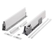 cyclingcolors 2x Cassetto completo con guide + pannello + supporto anteriore e posteriore + coperchio viti Binari scorrevoli mobili cucina, altezza 140mm, lunghezza 450mm, bianco