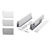 cyclingcolors 2x Cassetto completo con guide + pannello + supporto anteriore e posteriore + coperchio viti Binari scorrevoli mobili cucina, altezza 140mm, lunghezza 550mm, grigio, reling quadrato