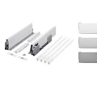 cyclingcolors 2x Cassetto completo con guide + pannello + supporto anteriore e posteriore + coperchio viti Binari scorrevoli mobili cucina, altezza 204mm, lunghezza 500mm, titanio, reling quadrato x4