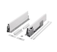 cyclingcolors 2x Cassetto completo con guide + pannello + supporto anteriore e posteriore + coperchio viti Binari scorrevoli mobili cucina, altezza 204mm, lunghezza 400mm, bianco, reling rotondo