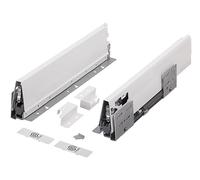 cyclingcolors 2x Cassetto completo con guide + pannello + supporto anteriore e posteriore + coperchio viti Binari scorrevoli mobili cucina, altezza 86mm, lunghezza 500mm, bianco