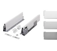 cyclingcolors 2x Cassetto completo con guide + pannello + supporto anteriore e posteriore + coperchio viti Binari scorrevoli mobili cucina, altezza 86mm, lunghezza 500mm, titanio