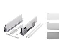 cyclingcolors 2x Cassetto completo con guide + pannello + supporto anteriore e posteriore + coperchio viti Binari scorrevoli mobili cucina, altezza 140mm, lunghezza 450mm, grigio, reling quadrato