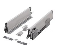 cyclingcolors 2x Cassetto completo con guide + pannello + supporto anteriore e posteriore + coperchio viti Binari scorrevoli mobili cucina, altezza 86mm, lunghezza 270mm, grigio