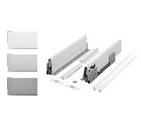 cyclingcolors 2x Cassetto completo con guide + pannello + supporto anteriore e posteriore + coperchio viti Binari scorrevoli mobili cucina, altezza 204mm, lunghezza 500mm, bianco, reling quadrato