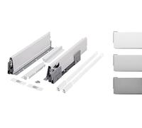 cyclingcolors 2x Cassetto completo con guide + pannello + supporto anteriore e posteriore + coperchio viti Binari scorrevoli mobili cucina, altezza 204mm, lunghezza 450mm, titanio, reling quadrato