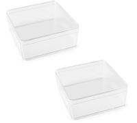 cyclingcolors 2x contenitori di plastica con coperchio trasparente quadrato Piccoli Flaconi da Viaggio trasparente con tappo Bottiglia aereo 9,5 x 9,5 x 5,5 cm