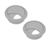 cyclingcolors 2x Passacavi Scrivania Plastica 58mm Uscita Guida Cavo Tavolo Mobili Tondo, Grigio