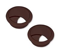 cyclingcolors 2x Passacavi Scrivania Plastica 68mm Uscita Guida Cavo Tavolo Mobili Tondo, Marrone scuro
