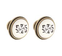 cyclingcolors 2x Pomello per cassetto finitura ottone porcellana ceramica motivo floreale 35 mm stile vintage antico per mobile porta maniglia comò armadio casa con viti