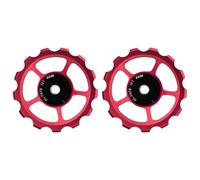 cyclingcolors 2x Puleggia Deragliatore Posteriore Alluminio 7075 Anodizzato Rosso Cuscinetto Sigillato 689-2RS Catena Bici Ciclo MTB Strada Città, 13 denti