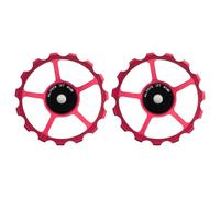 cyclingcolors 2x Puleggia Deragliatore Posteriore Alluminio 7075 Anodizzato Rosso Cuscinetto Sigillato 689-2RS Catena Bici Ciclo MTB Strada Città, 15 denti