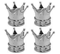 cyclingcolors 4x Cappucci delle valvole cappuccio tappi valvola forma di corona re e regina in plastica Schrader per pneumatici bici moto auto auto quad monopattino, argento