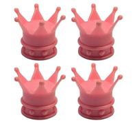 cyclingcolors 4x Cappucci delle valvole cappuccio tappi valvola forma di corona re e regina in plastica Schrader per pneumatici bici moto auto auto quad monopattino, rosa