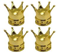 cyclingcolors 4x Cappucci delle valvole cappuccio tappi valvola forma di corona re e regina in plastica Schrader per pneumatici bici moto auto auto quad monopattino, oro