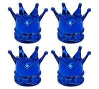 cyclingcolors 4x Cappucci delle valvole cappuccio tappi valvola forma di corona re e regina in plastica Schrader per pneumatici bici moto auto auto quad monopattino, blu