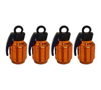 cyclingcolors 4x Cappucci delle valvole cappuccio tappi valvola forma di granata in alluminio Schrader per pneumatici bici moto auto auto quad monopattino, arancione