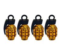 cyclingcolors 4x Cappucci delle valvole cappuccio tappi valvola forma di granata in alluminio Schrader per pneumatici bici moto auto auto quad monopattino, oro