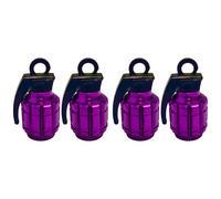 cyclingcolors 4x Cappucci delle valvole cappuccio tappi valvola forma di granata in alluminio Schrader per pneumatici bici moto auto auto quad monopattino, viola