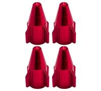 cyclingcolors 4x Cappucci delle valvole cappuccio tappi valvola forma di razzo in alluminio Schrader per pneumatici bici moto auto auto quad monopattino, rosso