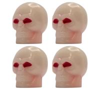 cyclingcolors 4x Cappucci delle valvole cappuccio tappi valvola forma di teschio fosforescente Schrader per pneumatici bici moto auto auto quad monopattino, rosso