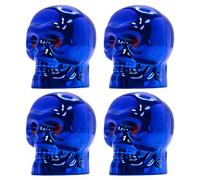 cyclingcolors 4x Cappucci delle valvole cappuccio tappi valvola forma di teschio in plastica Schrader per pneumatici bici moto auto auto quad monopattino, blu