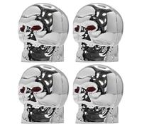 cyclingcolors 4x Cappucci delle valvole cappuccio tappi valvola forma di teschio in plastica Schrader per pneumatici bici moto auto auto quad monopattino, argento