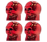 cyclingcolors 4x Cappucci delle valvole cappuccio tappi valvola forma di teschio in plastica Schrader per pneumatici bici moto auto auto quad monopattino, rosso