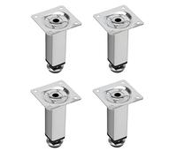 cyclingcolors 4x Gambe per mobili 10 cm regolabili in metallo acciaio argento cromate 25x25 piedini letto universale