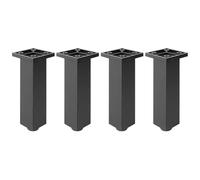 cyclingcolors 4x Piedini Gambe per mobili 33 x 33 mm altezza 120 mm in plastica con regolazione 10 mm universali per divano armadio cucina bagno nero opaco