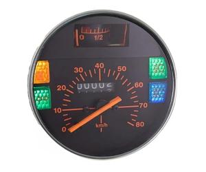 cyclingcolors Contachilometri per moto d'epoca, scooter e ciclomotore compatibile con Piaggio Vespa PK 50 XL Scala 80 km/h nero arancione