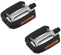 cyclingcolors Coppia di pedali per bici da città/ibrida in alluminio argento e nero con catarifrangente arancione, comodi e antiscivolo