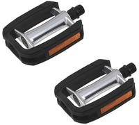 cyclingcolors Coppia di pedali per bici da città/ibrida in alluminio nero, 9/16" x 14 mm, con catarifrangente arancione